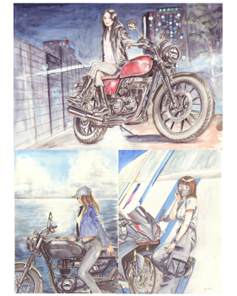 イラストレーターZONN（ゾン）による展示会「ZONN's Motorcycle Journey」がユナイテッドカフェ世田谷で10/16～28まで開催　記事２