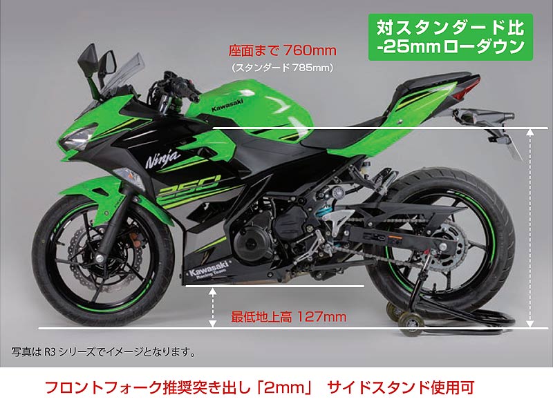 ナイトロンから ローダウンできるニンジャ250／400（'18-）用リア