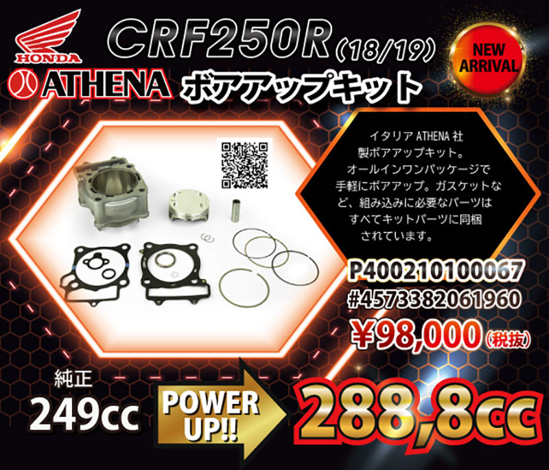 HONDA CRF250R（18/19）向けATHENAボアアップキット記事01