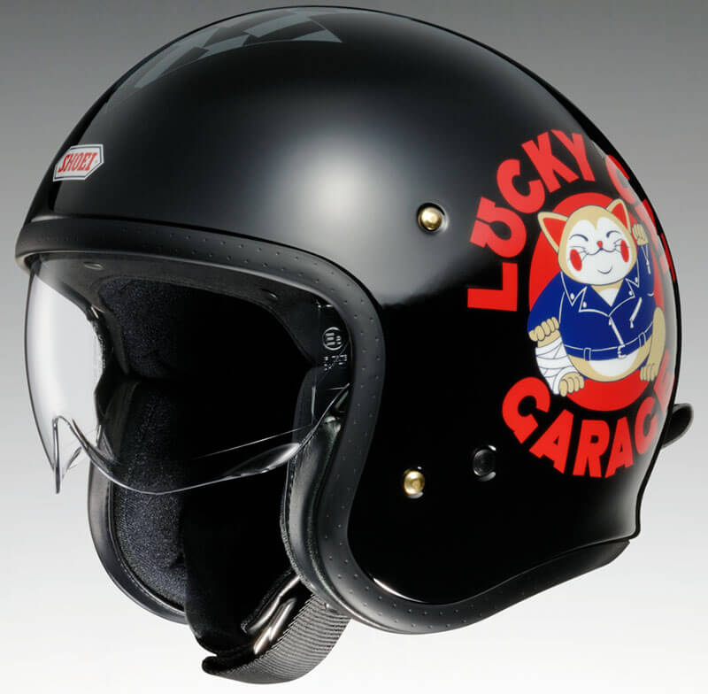 ///SHOEIのシンプルなジェットタイプヘルメットの「J・O」シリーズに、フランスの有名カスタムショップ「The Lucky Cat Garage」モデルを追加！記事01