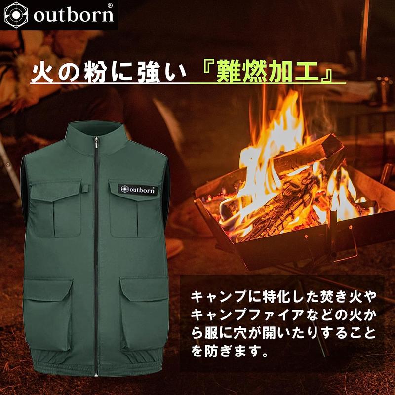 キャンプ中の熱中症対策に！火の粉に強い難燃ポリコットン素材のアウトドア用空調服が「OUTBORN」より新発売！