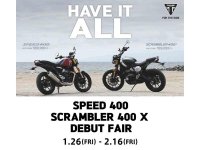 【トライアンフ】「SPEED 400」「SCRAMBLER 400 X」を1/26に発売！デビューフェアを開催　メイン