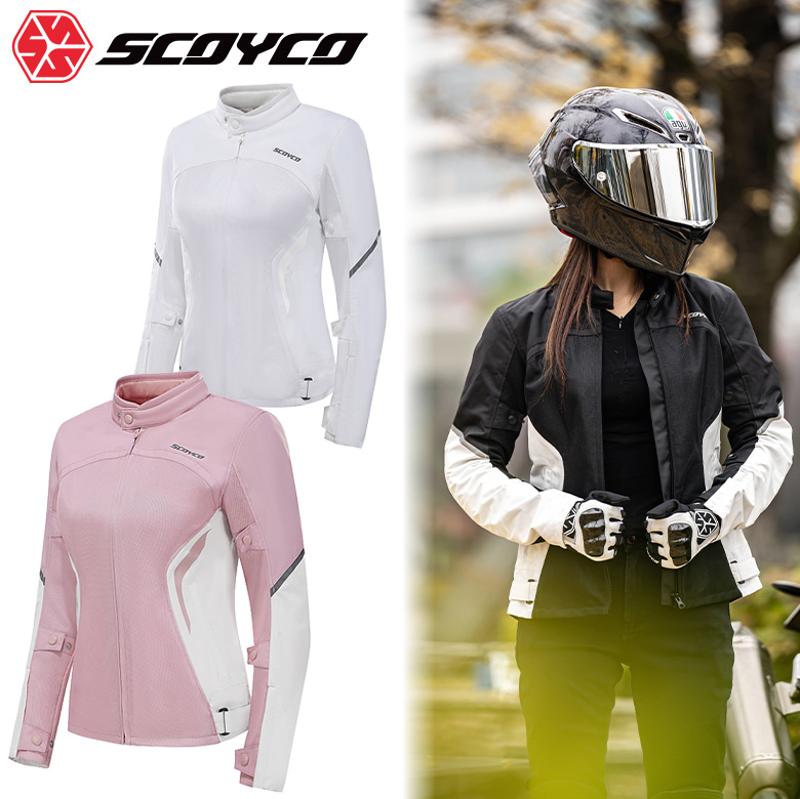 東京モーターサイクルショー2024で女性ライダーから大人気だったSCOYCOのパステルカラーのメッシュライディングジャケットが4月下旬入荷決定！好評予約受付中。