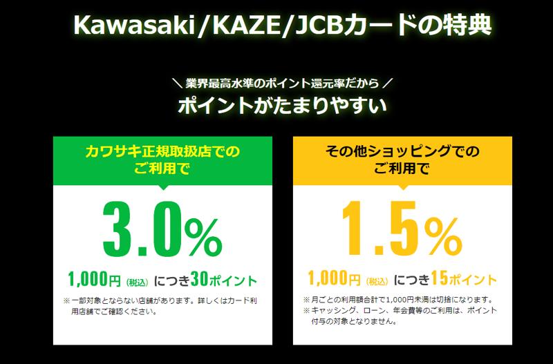 カワサキのライダーズクラブ「KAZE」で、JCB提携カードの新規入会キャンペーンを実施
