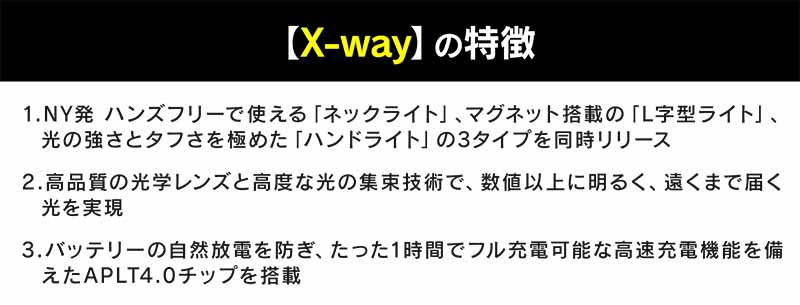 NY 発の超光度ライト「X-way」シリーズの先行販売をクラウドファンディングで8/20まで販売中！ 記事1