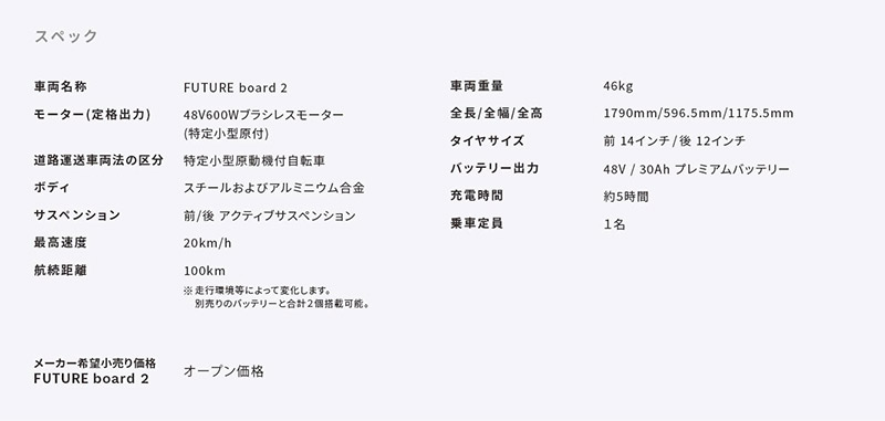 新型 EV特定小型原付「FUTURE board 2」がジャパンモビリティショービズウィーク2024に登場！ 記事2