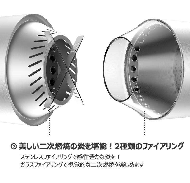 ガラス＆ステンレスリング2WAYで楽しむ新感覚二次燃焼ストーブ「YOUR