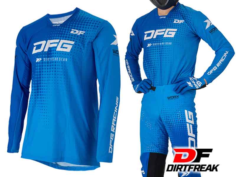 レーシングモトクロスジャージ「ワークスジャージ トーン ブルー」がダートフリークから発売 メイン