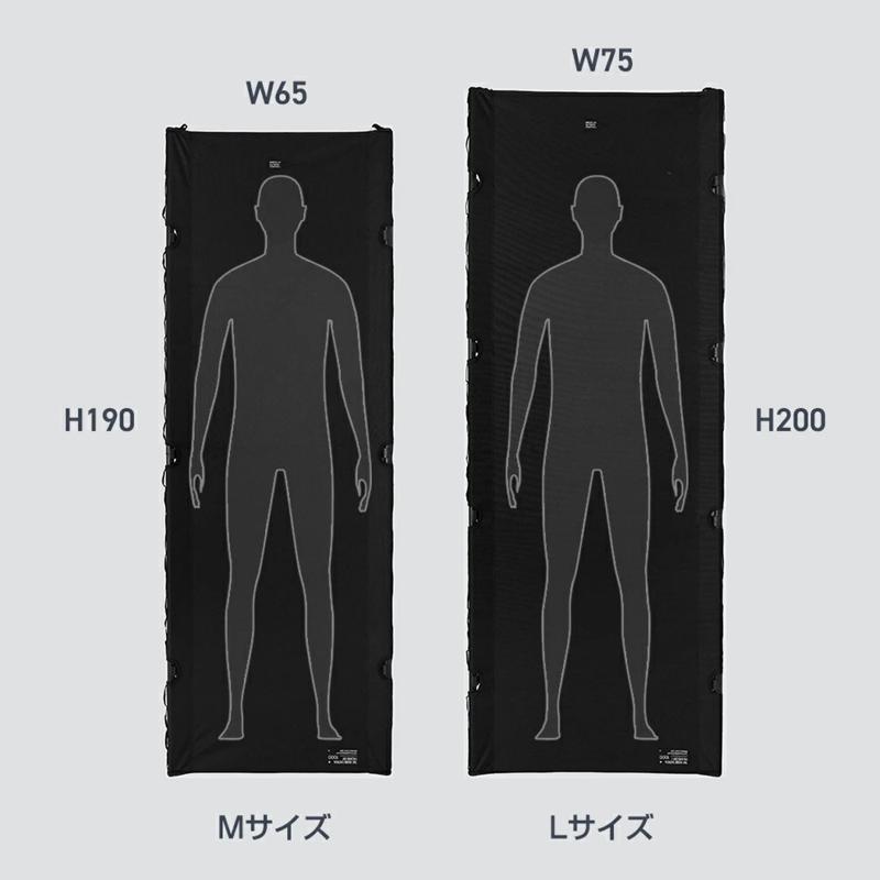 抜群の寝心地と圧倒的な安心感の1000Dコットに大型マットやソロテント対応のLサイズが登場！
