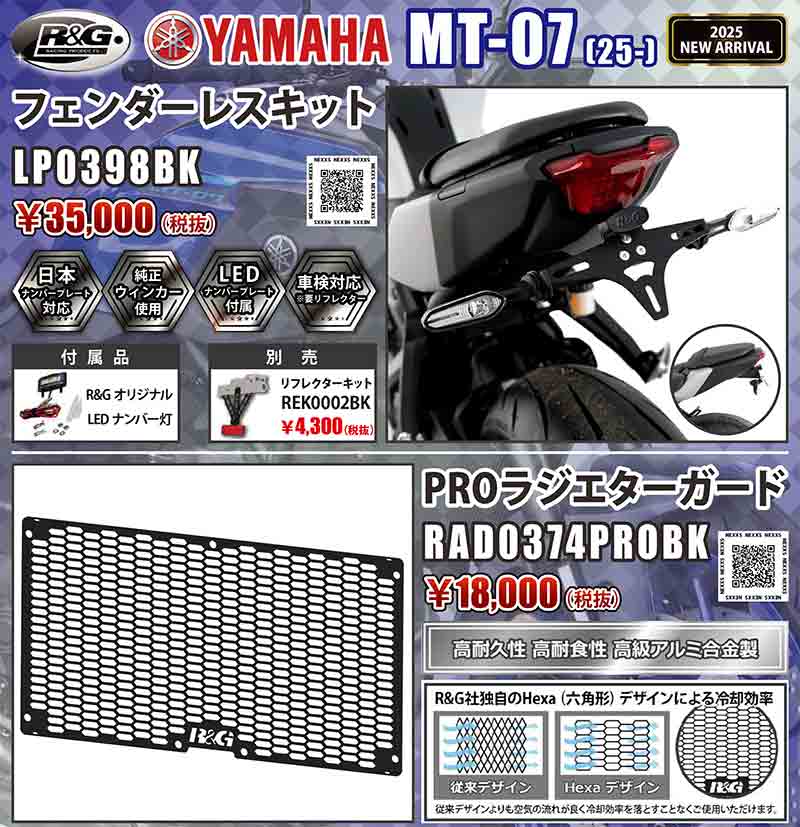 ネクサスからヤマハ MT-07（25-）用「フェンダーレスキット／PROラジエターガード」が発売！ 記事1