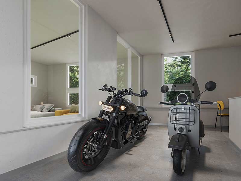 バイクと暮らす室内ガレージ付き賃貸住宅「+BASE EBINA/プラスベースエビナ」が神奈川・海老名に誕生! メイン