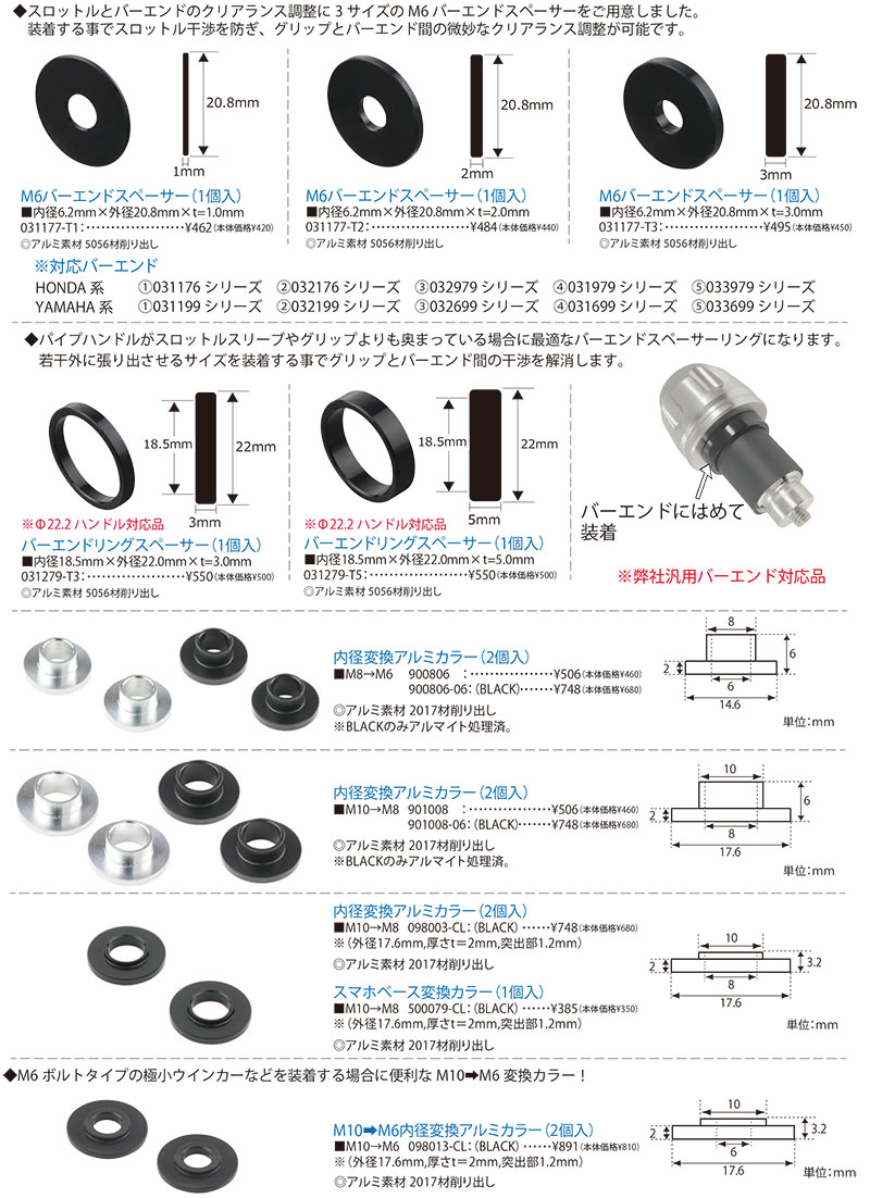 ポッシュフェイスから「バーエンドスペーサー&スペシャルカラー」発売! スロットル周りなどの微調整に 記事8