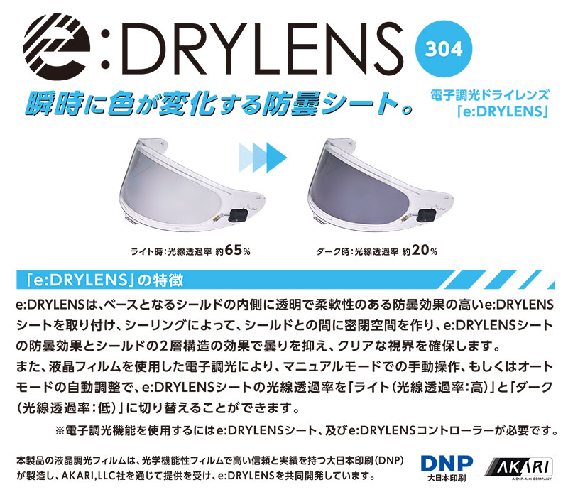 ショウエイの電子調光防曇シート「e:DRYLENS」が全国の正規販売店で取り扱いスタート！ 記事1
