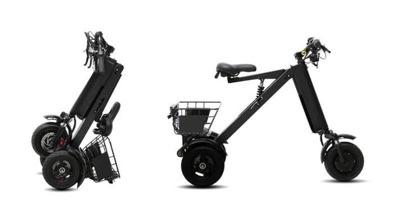 シニアや女性も安心の「倒れない」三輪電動バイク。縦型折り畳み式の特定小型原付「SWIFT