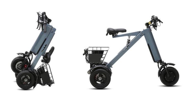 シニアや女性も安心の「倒れない」三輪電動バイク。縦型折り畳み式の特定小型原付「SWIFT