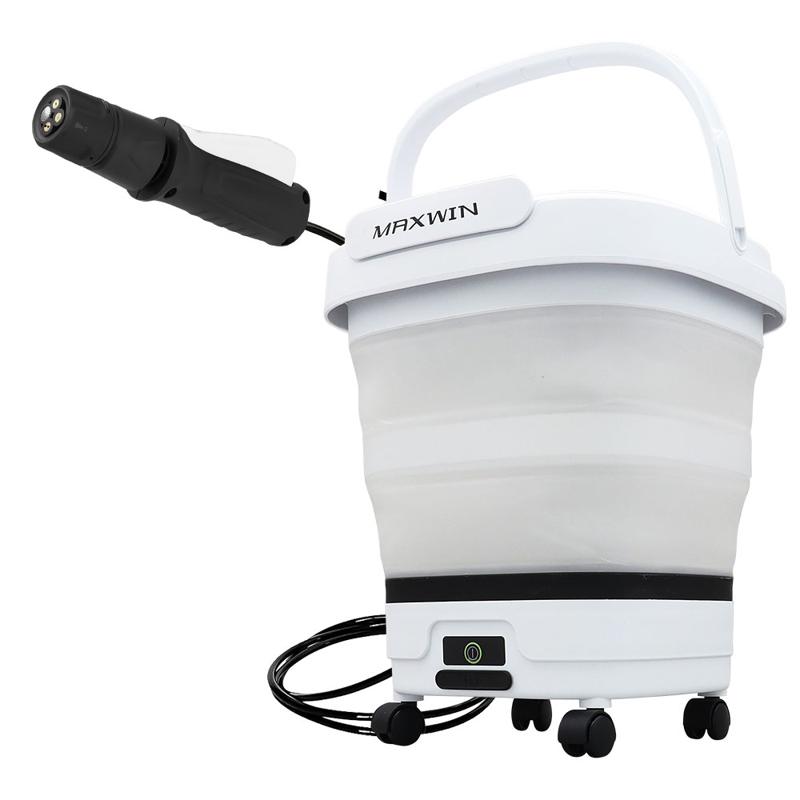 MAXWINからバケツ一体型モバイルシャワー大幅アップグレードをして新登場!付け替え不要の4in1ノズルに使い勝手の良いキャスター標準付属!