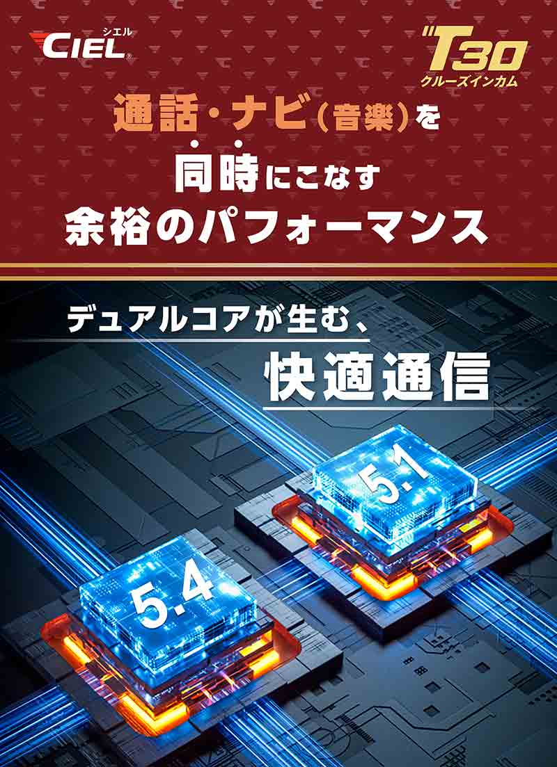 CIEL の新作バイク用インカム「T30」発売！ ナビと通話の同時使用、最大約26時間通話に対応 記事2