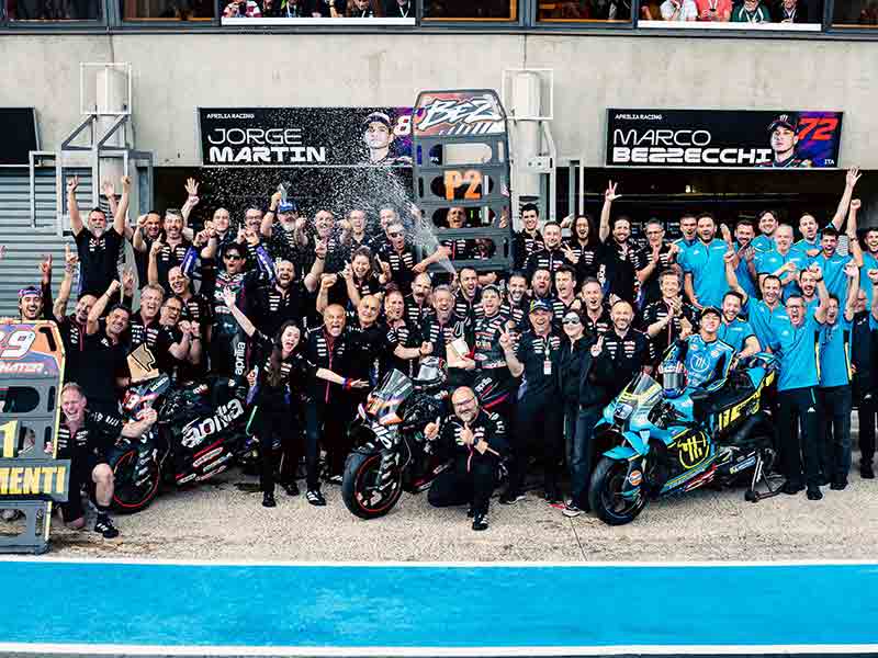 【アプリリア】MotoGP フランスGPで史上初の表彰台独占、小椋藍が最高峰クラスで初表彰台