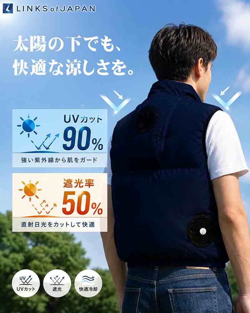 UVカット・遮光性能をアップ！ LINKSが「冷暖BODY サーモベスト」改良モデルに新色を追加して発売（動画あり） 記事3