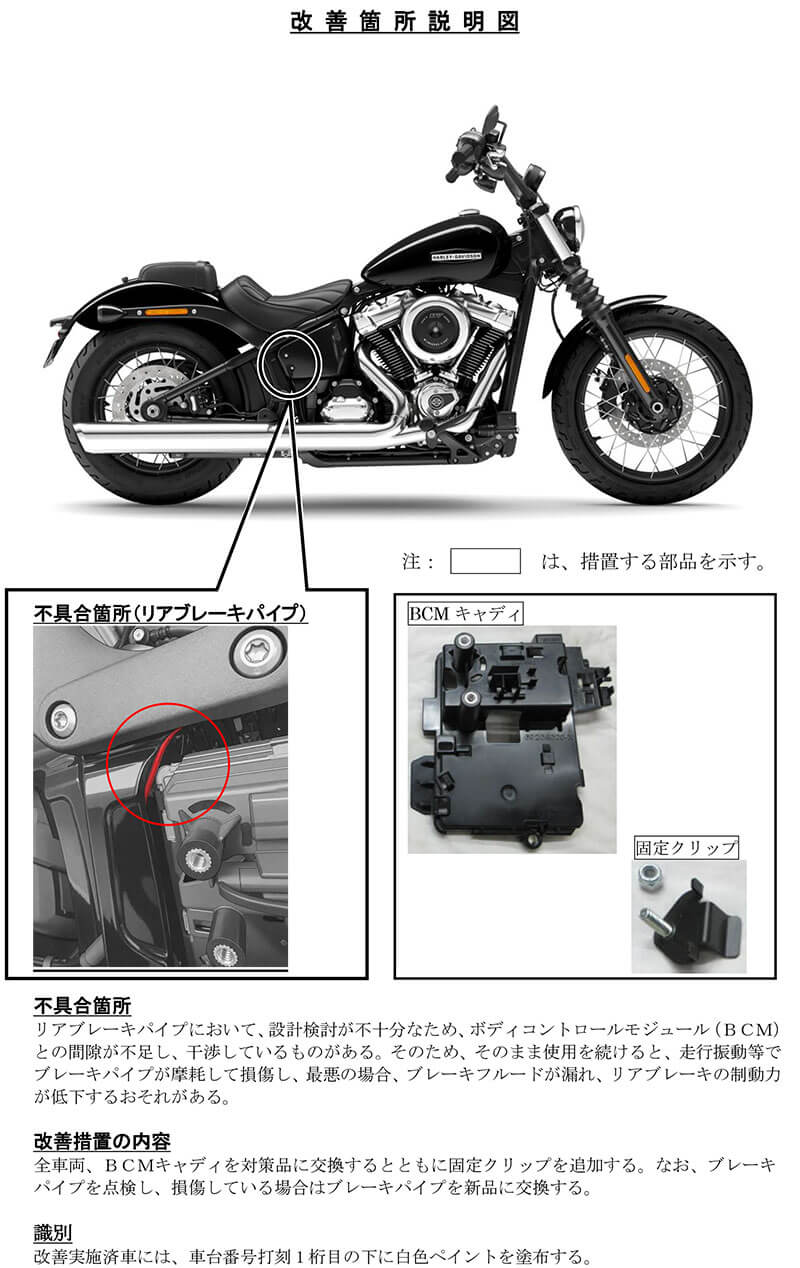 【ハーレー】ストリートボブなど4車種 計1285台のリコールを発表 記事3