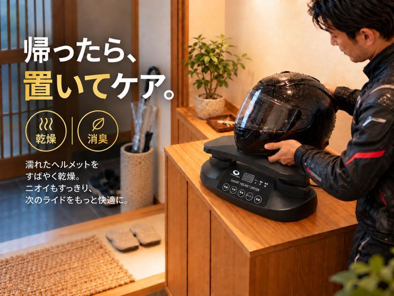 走ったあとのギアを、これ1台で。CustomJapan、ヘルメット・グローブ・ブーツに対応した「スマートヘルメット乾燥機」を新発売