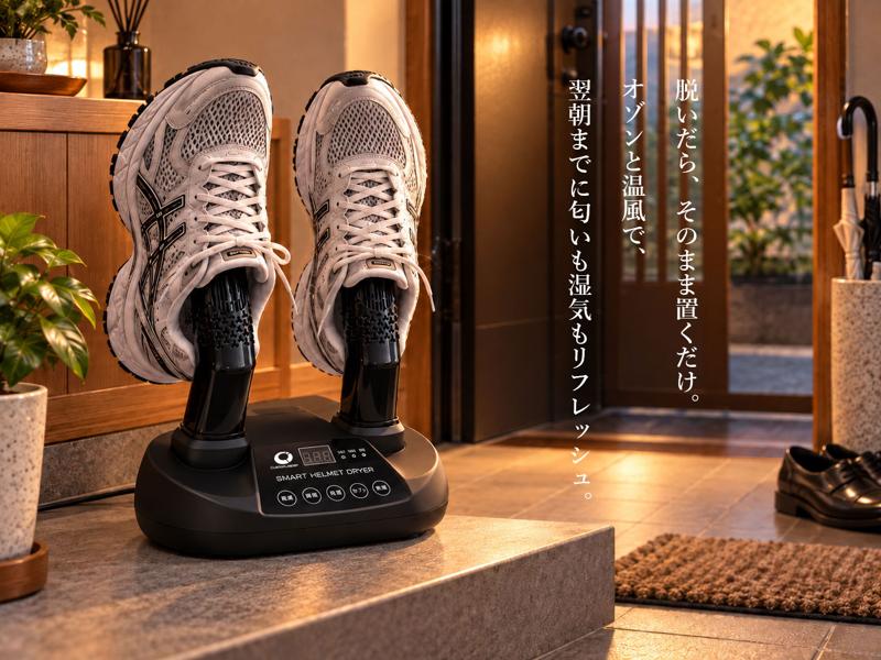 走ったあとのギアを、これ1台で。CustomJapan、ヘルメット・グローブ・ブーツに対応した「スマートヘルメット乾燥機」を新発売