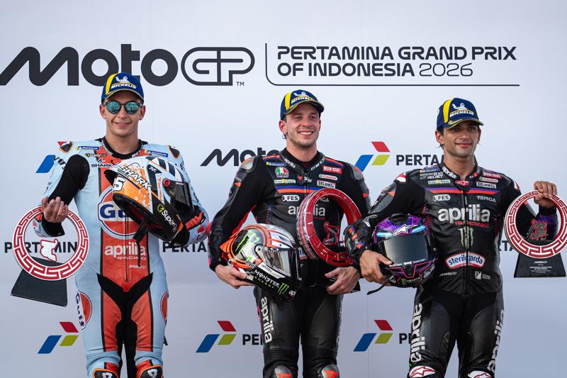 アプリリアがインドネシアGPで1-2-3-4フィニッシュを達成!